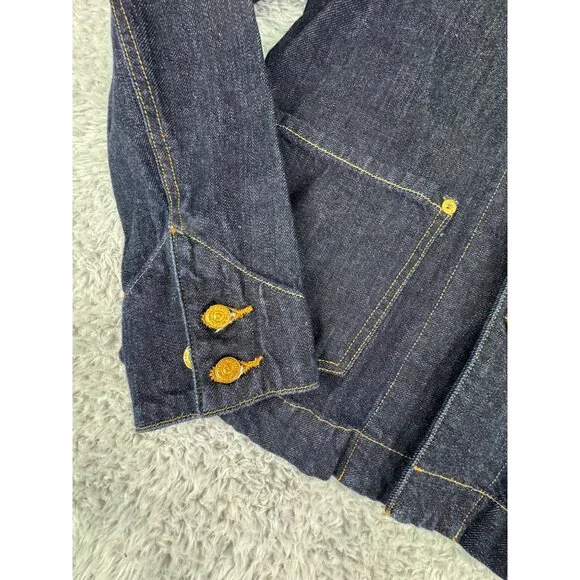 True Religion Womens M Denim CollarJacket Camden Blue Accent Embroidered - Picture 6 of 16